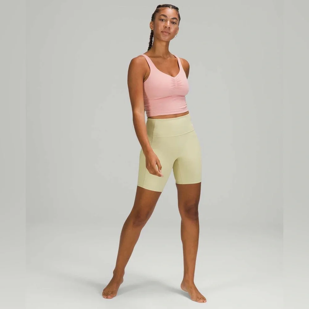 Lululemon Align Gathered-Front Tank Top Pink Puff Size 6 Nulu Yoga Crop